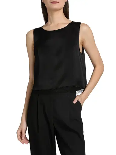 Leset Women's Barb Lace Trim Crop Tank - Black | Thumbnail 3 Leset Women's Barb Lace Trim Crop Tank - Black | Thumbnail 3