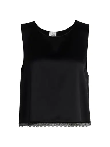 Leset Women's Barb Lace Trim Crop Tank - Black | Thumbnail 1 Leset Women's Barb Lace Trim Crop Tank - Black | Thumbnail 1