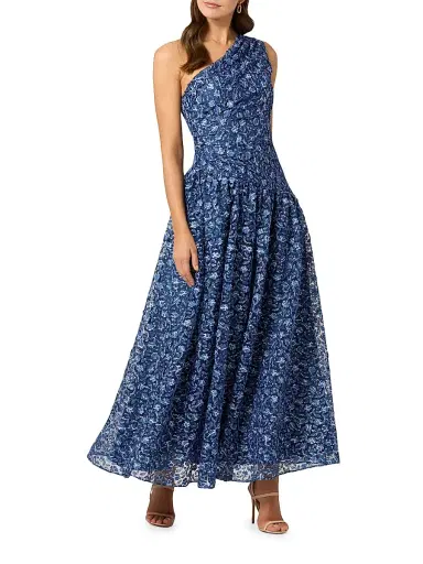 Shoshanna Women's Danielle Floral One-Shoulder Gown - Indigo Navy | Thumbnail 2