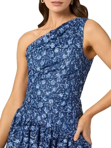 Shoshanna Women's Danielle Floral One-Shoulder Gown - Indigo Navy | Thumbnail 4