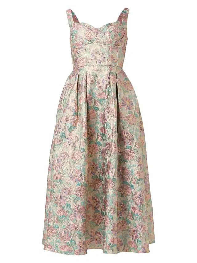 Shoshanna Women's Ophelia Brocade Midi-Dress - Metallic Multi
