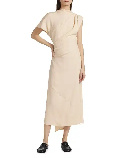 Proenza Schouler Women's Hallie Draped Midi-Dress - Champagne | Thumbnail 2