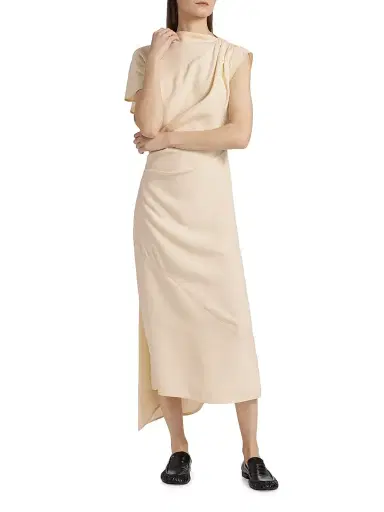 Proenza Schouler Women's Hallie Draped Midi-Dress - Champagne | Thumbnail 3