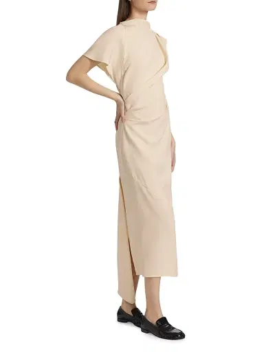 Proenza Schouler Women's Hallie Draped Midi-Dress - Champagne | Thumbnail 4