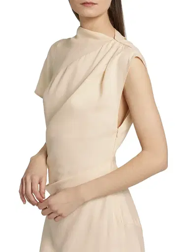 Proenza Schouler Women's Hallie Draped Midi-Dress - Champagne | Thumbnail 6