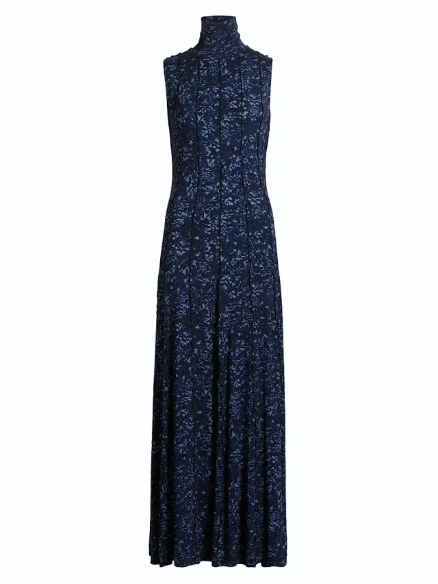 Proenza Schouler White Label Women's Valentina Printed Jersey Maxi Dress - Navy Slate