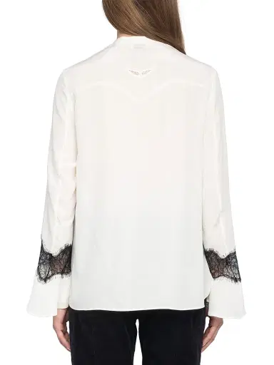 Zadig & Voltaire Women's Tuan Contrast Lace Silk Blouse | Thumbnail 4 Zadig & Voltaire Women's Tuan Contrast Lace Silk Blouse | Thumbnail 4