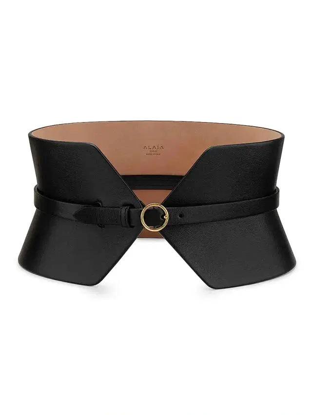 ALAIA Women's Double Bustier Leather Belt - Noir
