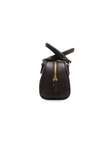 Burberry Women's Mini Highlands Bowling Check Leather Top Handle Bag - Mahogany | Thumbnail 4 Burberry Women's Mini Highlands Bowling Check Leather Top Handle Bag - Mahogany | Thumbnail 4