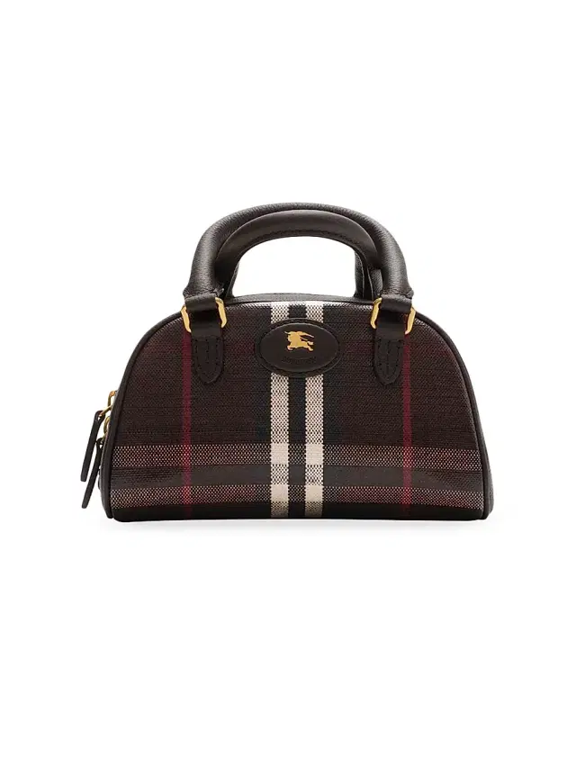 Women's Mini Highlands Bowling Check Leather Top Handle Bag - Mahogany