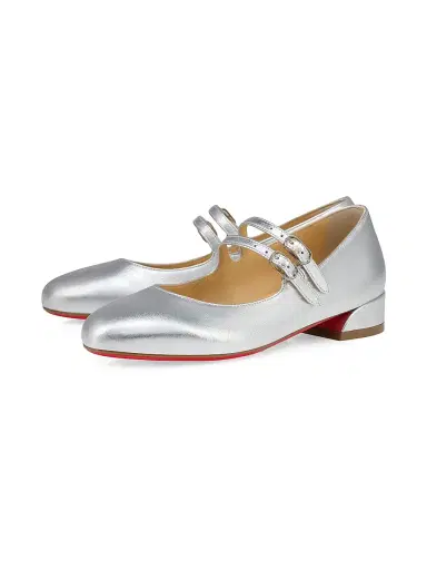 Christian Louboutin Jane Fille Ballet Shoes - Silver 3.5 (Child) | Thumbnail 2
