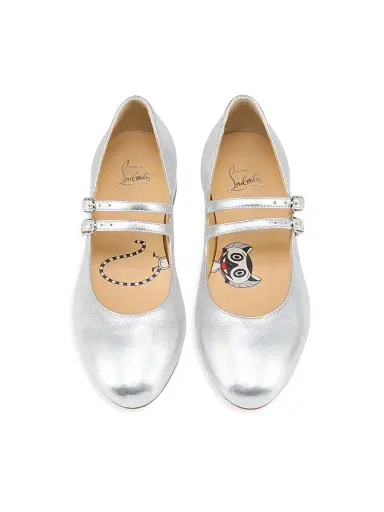 Christian Louboutin Jane Fille Ballet Shoes - Silver 3.5 (Child) | Thumbnail 3