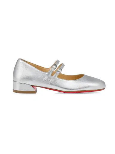 Christian Louboutin Jane Fille Ballet Shoes - Silver 3.5 (Child) | Thumbnail 1