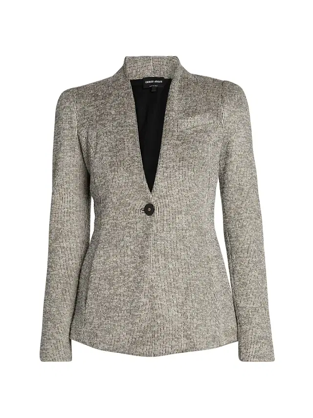 Women's Textured One-Button Blazer - Gessato Beige