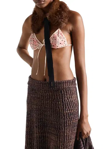 Prada Women's Floral Print Georgette Bra - Pink | Thumbnail 3 Prada Women's Floral Print Georgette Bra - Pink | Thumbnail 3