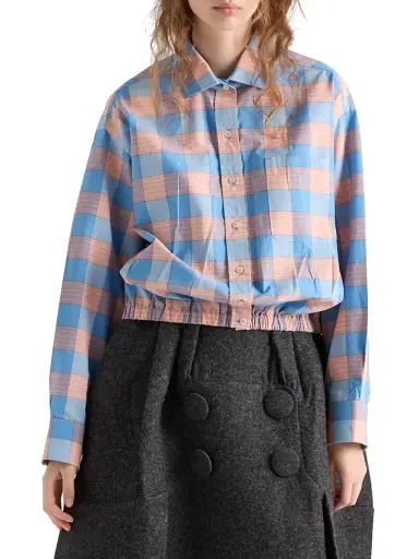 Prada Women's Checked Poplin Shirt - Pink | Thumbnail 2