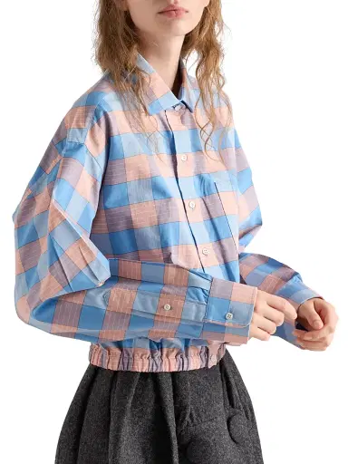 Prada Women's Checked Poplin Shirt - Pink | Thumbnail 4