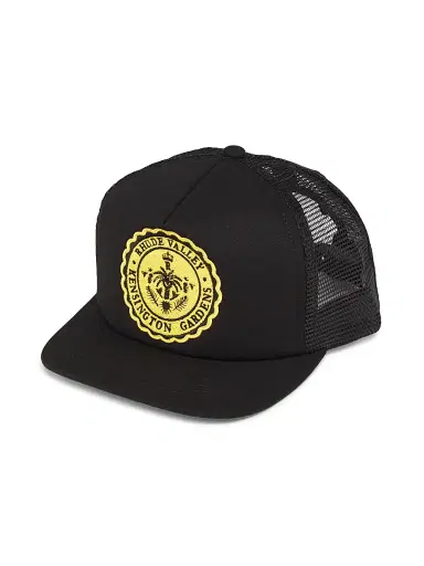 Rhude Men's Collegiate Cotton Trucker Hat - Black | Thumbnail 1 Rhude Men's Collegiate Cotton Trucker Hat - Black | Thumbnail 1