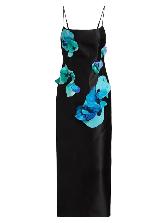 Acler Women's Parrfold Peal Appliqué Midi-Dress - Iris Intensity