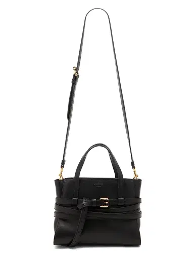 MOSCHINO Women's Tie Me Leather Shoulder Bag - Black | Thumbnail 6