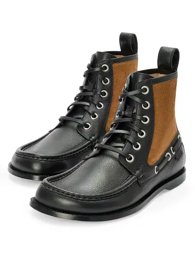 LOEWE Men's Campo Leather & Suede Loafer Boots - Black Chocolate | Thumbnail 2 LOEWE Men's Campo Leather & Suede Loafer Boots - Black Chocolate | Thumbnail 2