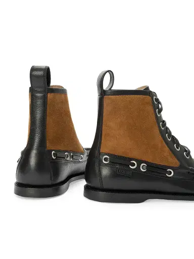 LOEWE Men's Campo Leather & Suede Loafer Boots - Black Chocolate | Thumbnail 4 LOEWE Men's Campo Leather & Suede Loafer Boots - Black Chocolate | Thumbnail 4