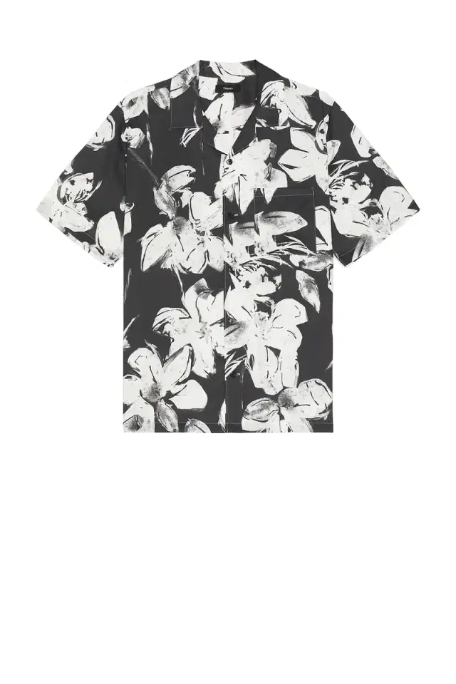 Theory Noll Brush Floral Shirt