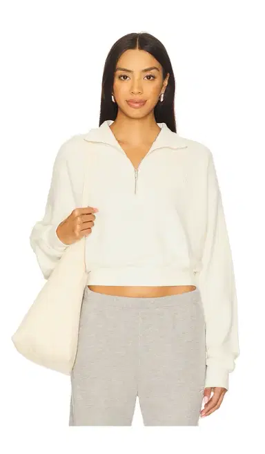 ÉTERNE Cropped Half Zip Sweatshirt | Thumbnail 1