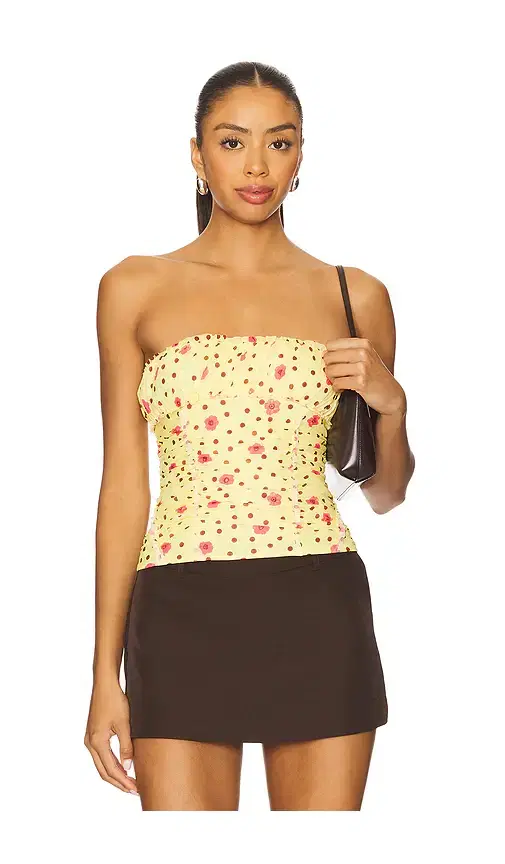 Free People x REVOLVE Scottie Tube Printed Top In Yellow Marimba Combo