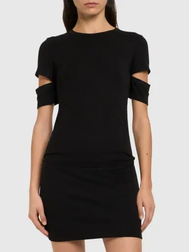 HELMUT LANG Slash Cut Out Jersey Midi Dress | Thumbnail 3