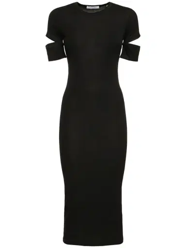HELMUT LANG Slash Cut Out Jersey Midi Dress | Thumbnail 7