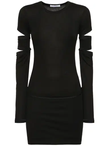 HELMUT LANG Slash Cut Out Jersey Midi Dress | Thumbnail 1