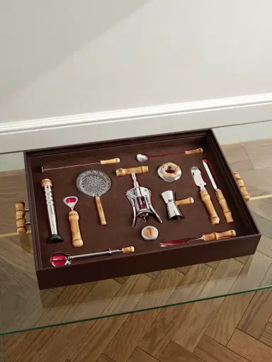 Lorenzi Milano Bamboo and Stainless Steel Bar Set - Men | Thumbnail 1