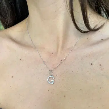 Wish Fine Jewelry 0.35ct Diamond 18K Gold Letter G Pendant | Thumbnail 2 Wish Fine Jewelry 0.35ct Diamond 18K Gold Letter G Pendant | Thumbnail 2