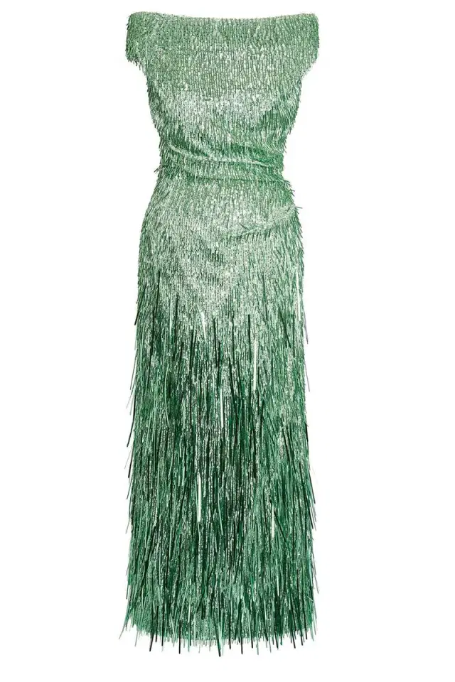 Erdem Short Sleeve Sequin Cocktail Dress