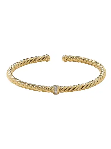 David Yurman Cablespira® Flex Station 18-karat Gold Diamond Cuff | Thumbnail 1