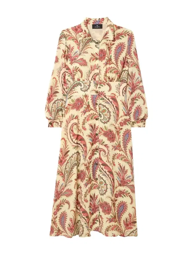 Gathered Paisley-print Crepe Midi Shirt Dress