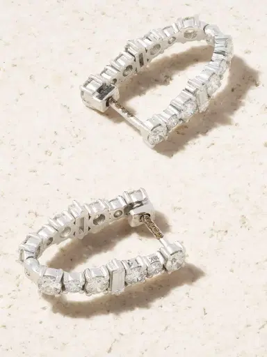 Ileana Makri Rivulet Spread 18-karat White Gold Diamond Hoop Earrings | Thumbnail 3