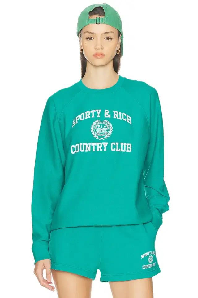 Sporty & Rich Varsity Crest Soft Crewneck Sweatshirt