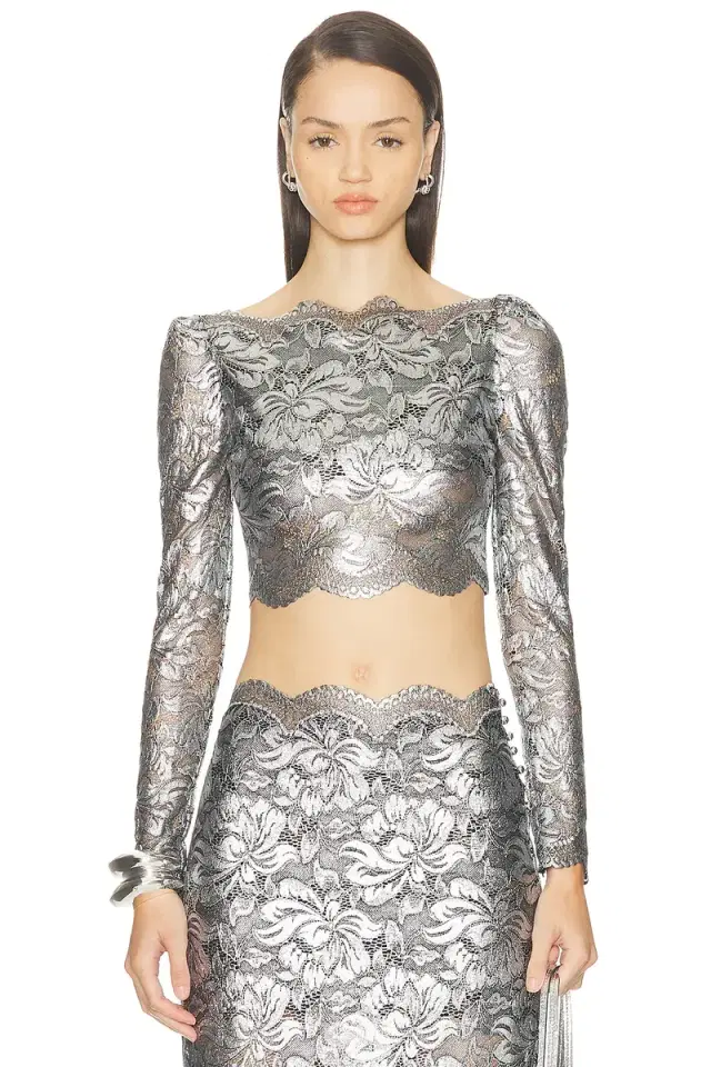 RABANNE Lace Cropped Top