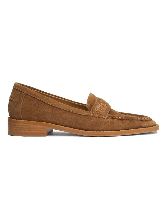 Cinq à Sept Women's Gretta Logo Suede Loafers - Golden Sienna
