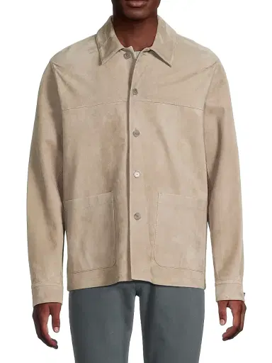 Vince Men's Suede Button-Front Shirt Jacket - Putty | Thumbnail 3 Vince Men's Suede Button-Front Shirt Jacket - Putty | Thumbnail 3