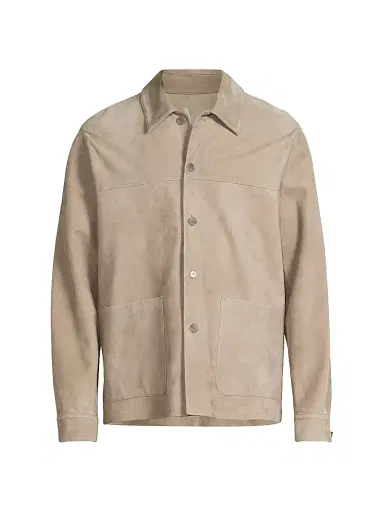 Vince Men's Suede Button-Front Shirt Jacket - Putty | Thumbnail 1 Vince Men's Suede Button-Front Shirt Jacket - Putty | Thumbnail 1