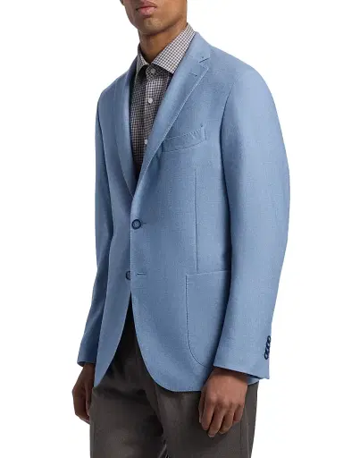 Saks Fifth Avenue Men's Wool-Cotton Single-Breasted Sport Coat - Light Blue - Size 48 | Thumbnail 4
