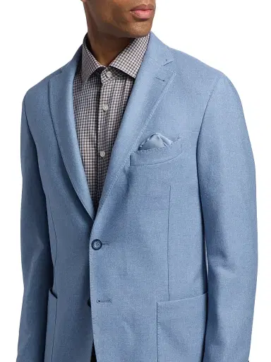 Saks Fifth Avenue Men's Wool-Cotton Single-Breasted Sport Coat - Light Blue - Size 48 | Thumbnail 6