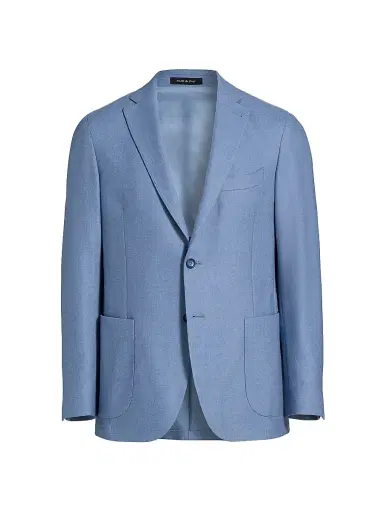 Saks Fifth Avenue Men's Wool-Cotton Single-Breasted Sport Coat - Light Blue - Size 48 | Thumbnail 1