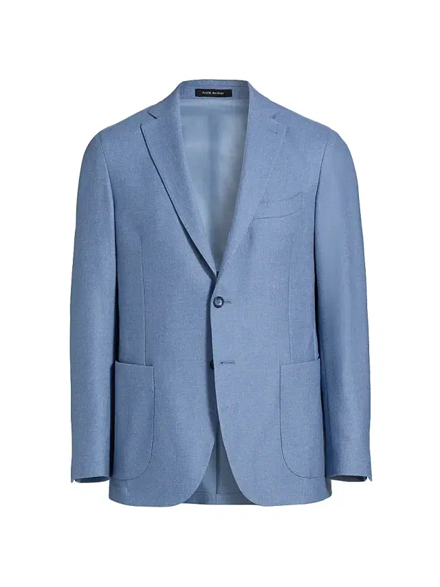 Men's Wool-Cotton Single-Breasted Sport Coat - Light Blue