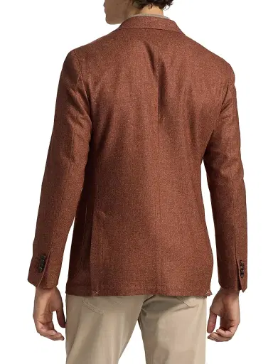 Saks Fifth Avenue Men's COLLECTION Melange Wool-Blend Flannel Jacket - Orange Rust - Size 46 | Thumbnail 5 Saks Fifth Avenue Men's COLLECTION Melange Wool-Blend Flannel Jacket - Orange Rust - Size 46 | Thumbnail 5