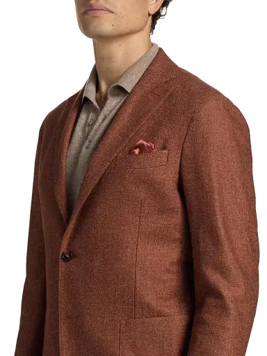 Saks Fifth Avenue Men's COLLECTION Melange Wool-Blend Flannel Jacket - Orange Rust - Size 46 | Thumbnail 6 Saks Fifth Avenue Men's COLLECTION Melange Wool-Blend Flannel Jacket - Orange Rust - Size 46 | Thumbnail 6
