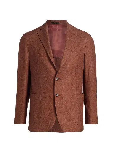Saks Fifth Avenue Men's COLLECTION Melange Wool-Blend Flannel Jacket - Orange Rust - Size 46 | Thumbnail 1 Saks Fifth Avenue Men's COLLECTION Melange Wool-Blend Flannel Jacket - Orange Rust - Size 46 | Thumbnail 1